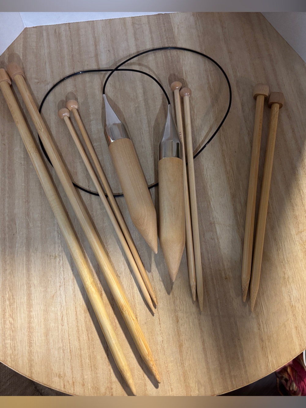 Clover Takumi Wooden Circular and Single point Knitting Needle 5 Sets - Natural